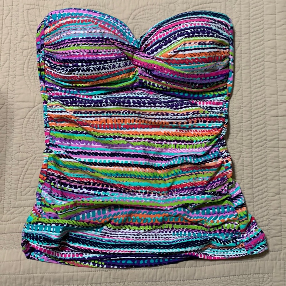 Anne Cole signature twist swim top tankini colorful size small